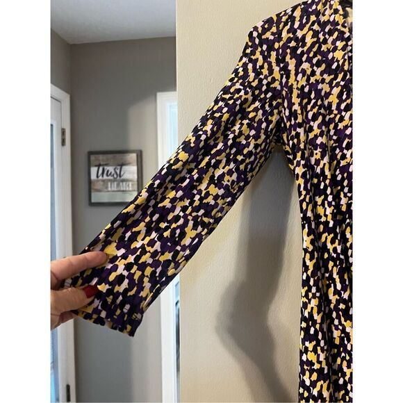 Black Label Evan Picone Women’s Size 6 3/4 Sleeve Sheath Dress Purple Yellow - Picture 5 of 8